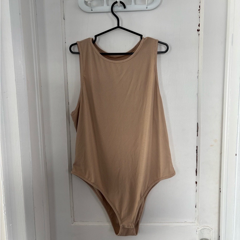 ✨ 3/$30 ✨ SHEIN Curve Beige Sleeveless Bodysuit 4X | Plus Size Stretch One Piece